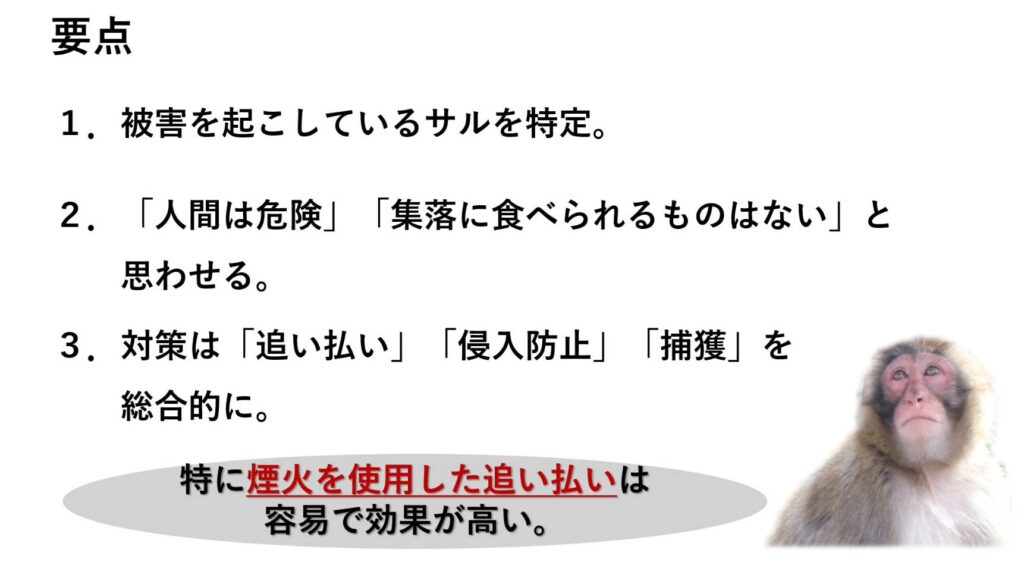 サル対策　個人でできること　要点