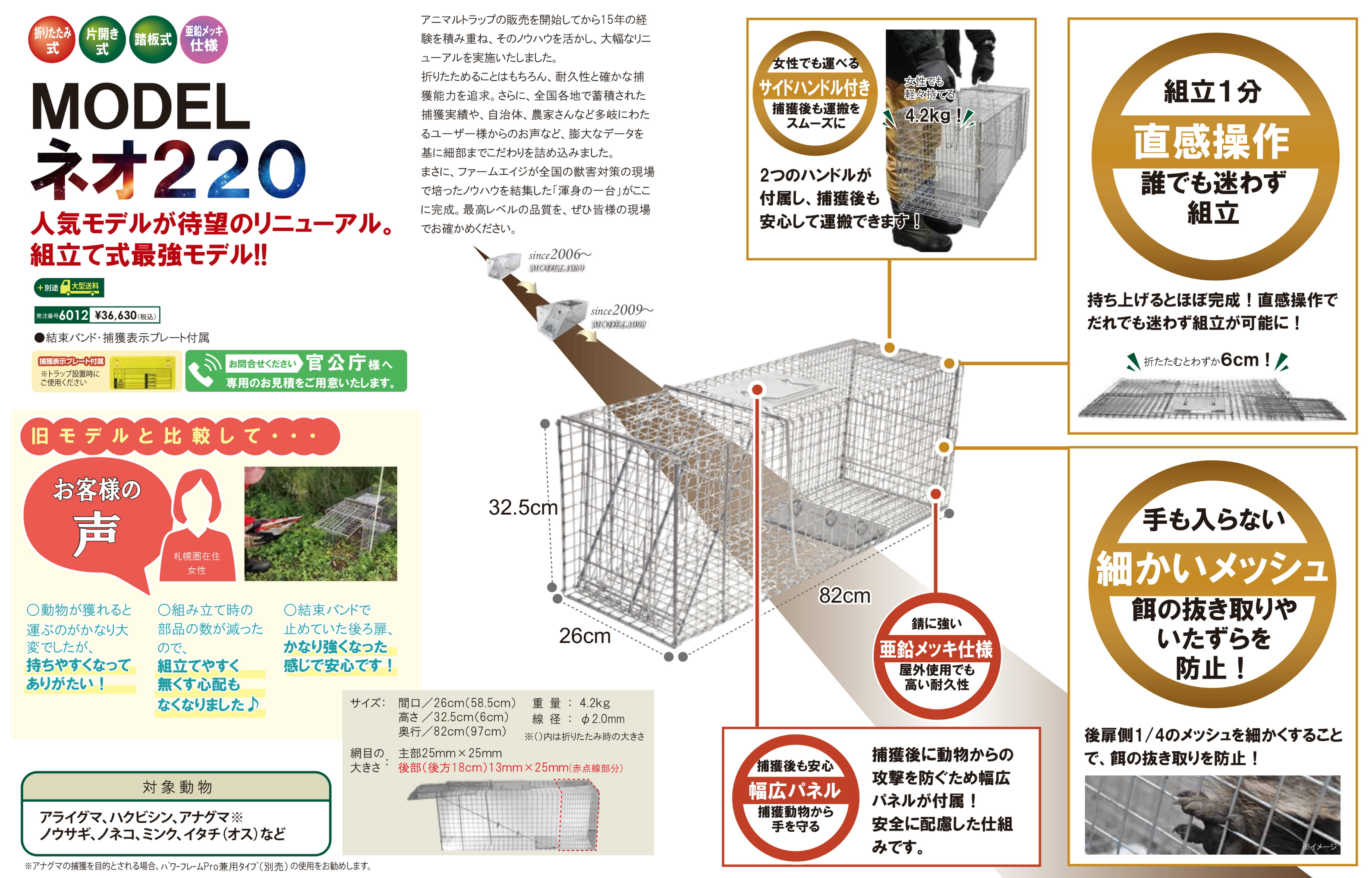 組み立て式箱罠　MODELネオ220